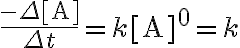 $\frac{-\Delta[{\rm A}]}{\Delta t}=k[{\rm A}]^0=k$